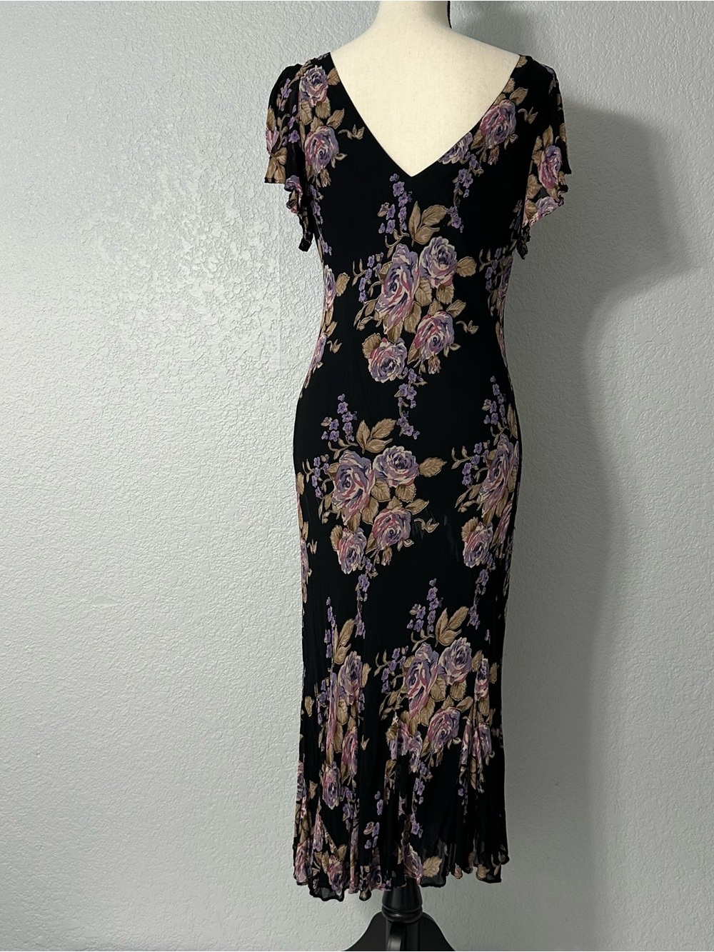 Vtg Dressbarn Floral Maxi Dress Sz M Whimsigoth 90s Grunge Dark Romantic Fairy - Picture 7 of 10